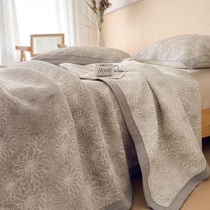 Ownkoti Cotton Rustic Floral Muslin Quilt Blanket - Coffee - 2PCS Pillow Towels - 19" x 31" - image 3