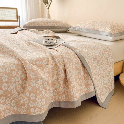 Ownkoti Cotton Cherry Blossom Muslin Quilt Blanket - Orange - 2PCS Pillow Towels - 19" x 31" - image 9