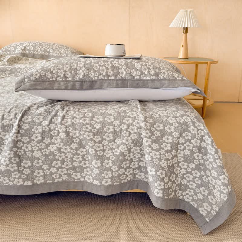 Ownkoti Cotton Cherry Blossom Muslin Quilt Blanket - image 2