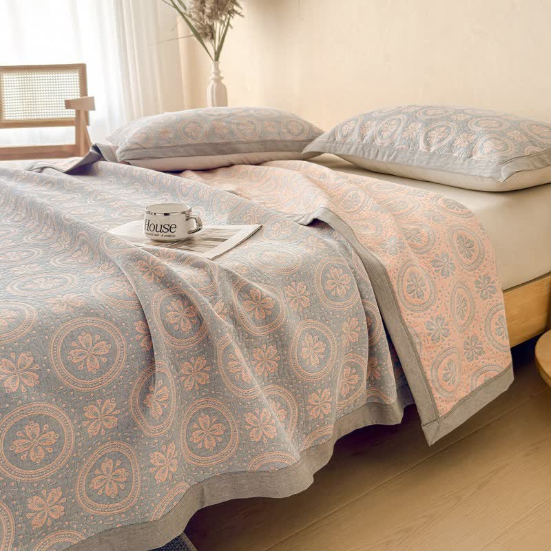 Ownkoti Cotton Vintage Pattern Muslin Quilt Blanket - 2PCS Pillowcases - 19" x 31" - image 0