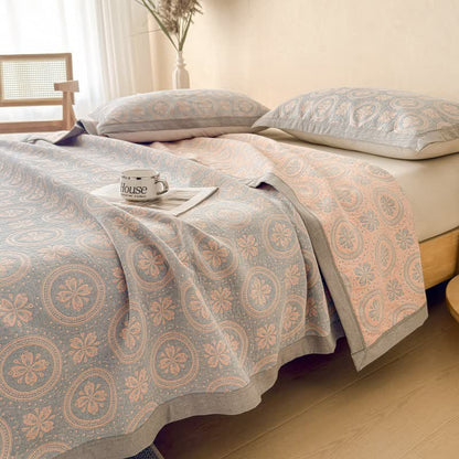 Ownkoti Cotton Vintage Pattern Muslin Quilt Blanket - 2PCS Pillowcases - 19" x 31" - image 0