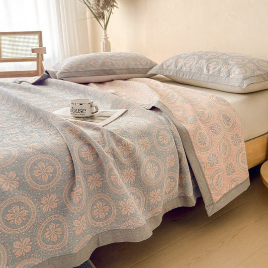 Ownkoti Cotton Vintage Pattern Muslin Quilt Blanket - 2PCS Pillowcases - 19" x 31" - image 0