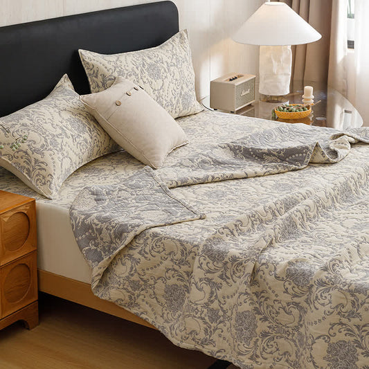 Ownkoti Vintage Cotton Triple-Layer Gauze Jacquard Quilt Blanket - Beige - 2PCS Pillowcases - 19" x 29" - image 0