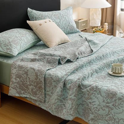 Ownkoti Vintage Cotton Triple-Layer Gauze Jacquard Quilt Blanket - Blue - 2PCS Pillowcases - 19" x 29" - image 20