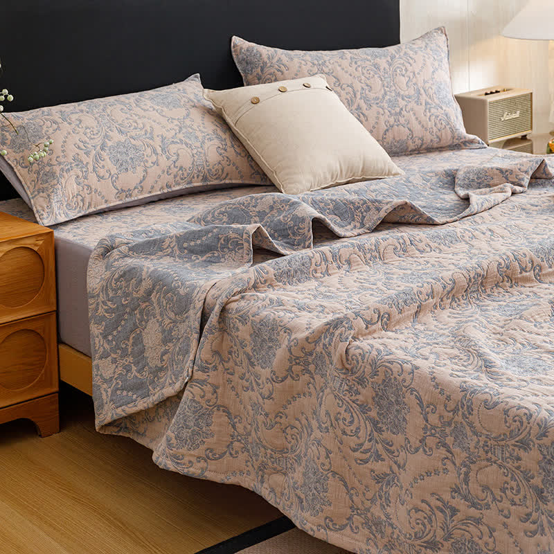 Ownkoti Vintage Cotton Triple-Layer Gauze Jacquard Quilt Blanket - Orange - 2PCS Pillowcases - 19" x 29" - image 7
