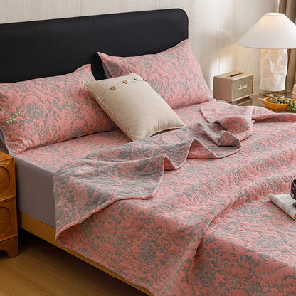 Ownkoti Vintage Cotton Triple-Layer Gauze Jacquard Quilt Blanket - Pink - 2PCS Pillowcases - 19" x 29" - image 14