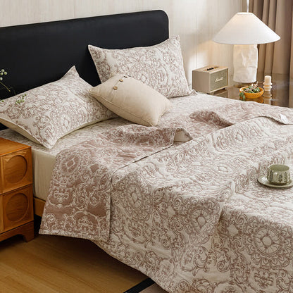 Ownkoti Retro Cotton Triple-Layer Gauze Jacquard Quilt Blanket - 2PCS Pillowcases - 19" x 29" - image 0