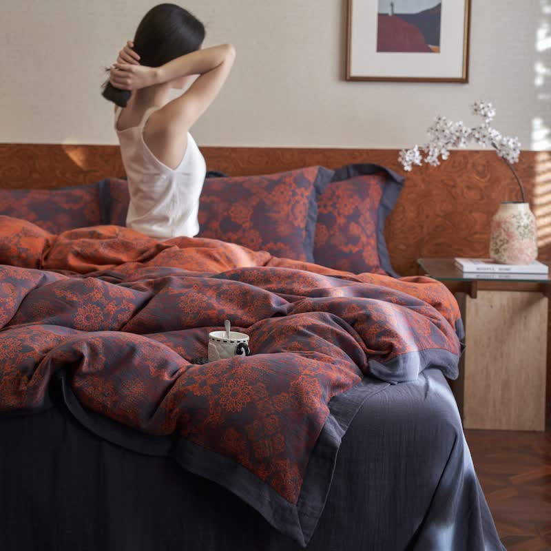 Ownkoti Vintage Floral Cotton Double Gauze Bedding(4PCS) - image 3