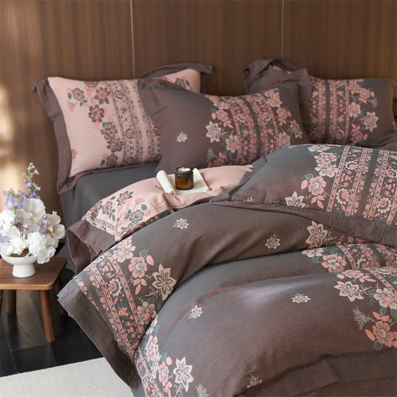 Ownkoti Luxury Floral Cotton Double Gauze Bedding Set(4PCS) - image 8