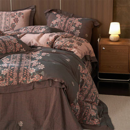 Ownkoti Luxury Floral Cotton Double Gauze Bedding Set(4PCS) - image 7