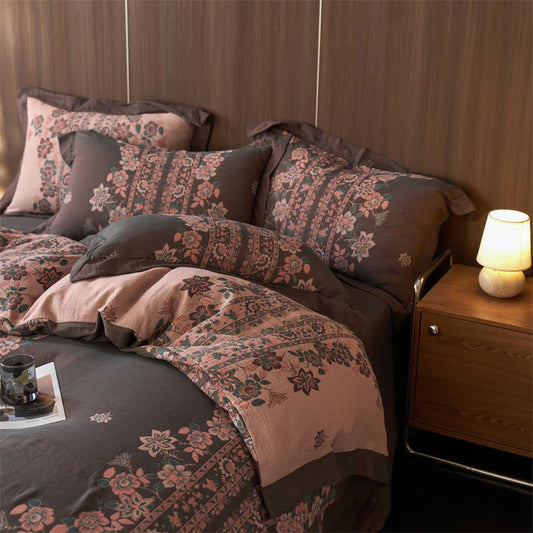 Ownkoti Luxury Floral Cotton Double Gauze Bedding Set(4PCS) - King - image 0