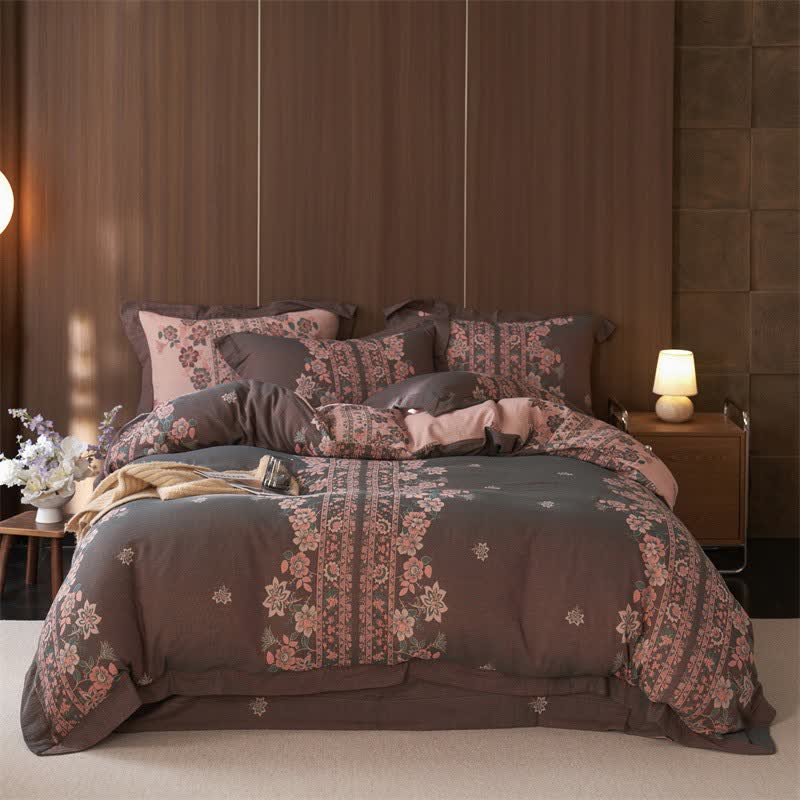 Ownkoti Luxury Floral Cotton Double Gauze Bedding Set(4PCS) - image 1