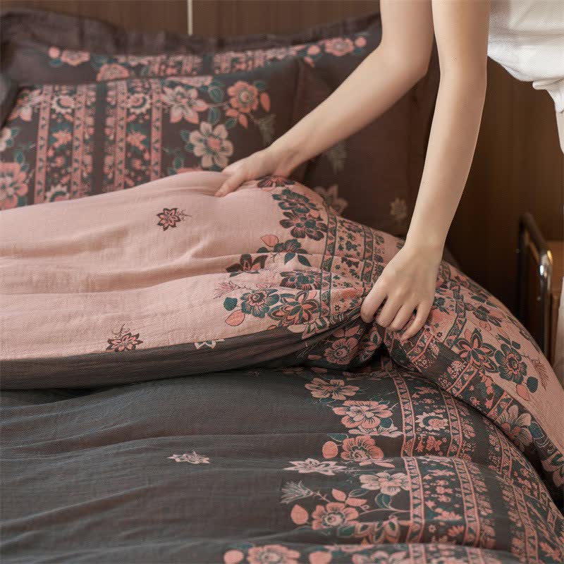 Ownkoti Luxury Floral Cotton Double Gauze Bedding Set(4PCS) - image 10