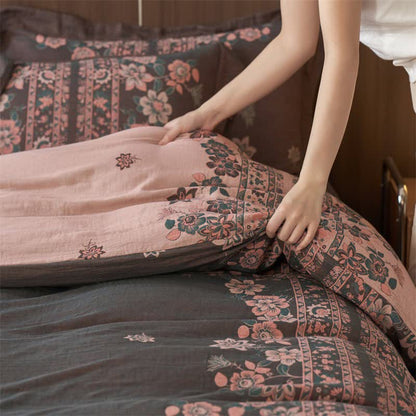 Ownkoti Luxury Floral Cotton Double Gauze Bedding Set(4PCS) - image 10