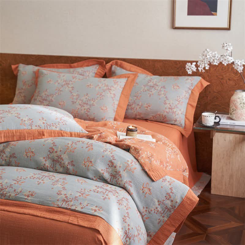 Ownkoti Floral & Bow Cotton Double Gauze Bedding Set(4PCS) - image 8