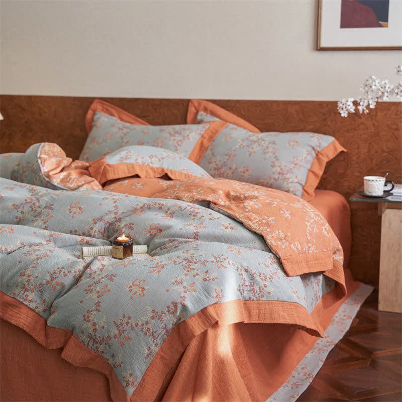 Ownkoti Floral & Bow Cotton Double Gauze Bedding Set(4PCS) - image 7