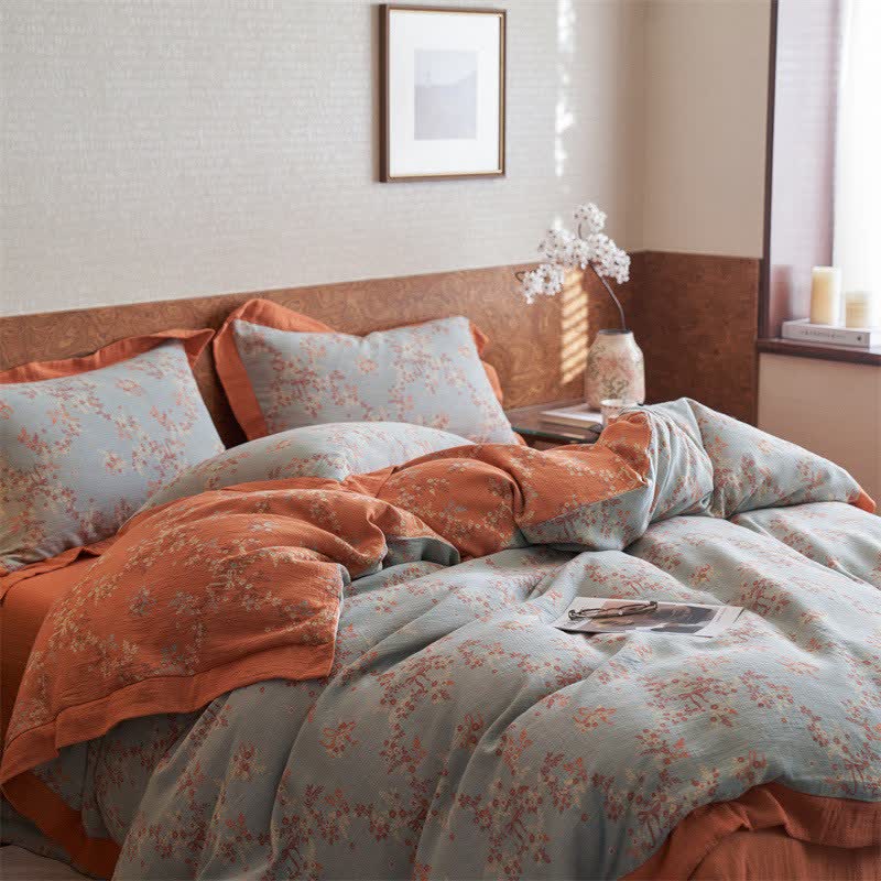 Ownkoti Floral & Bow Cotton Double Gauze Bedding Set(4PCS) - image 6