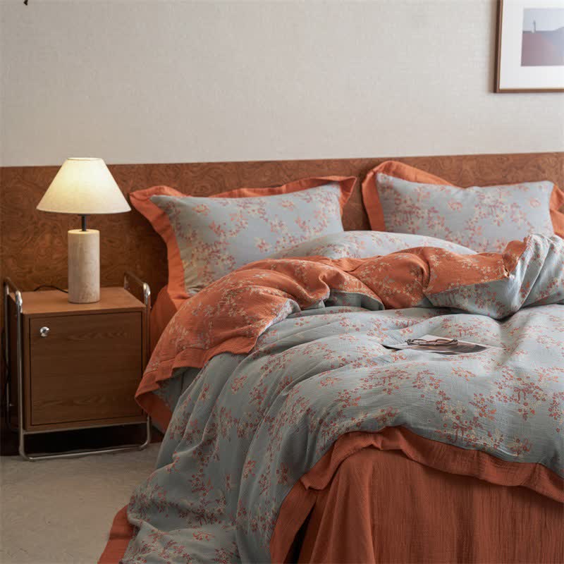 Ownkoti Floral & Bow Cotton Double Gauze Bedding Set(4PCS) - image 9