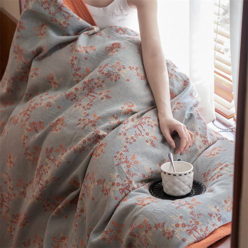 Ownkoti Floral & Bow Cotton Double Gauze Bedding Set(4PCS) - image 13