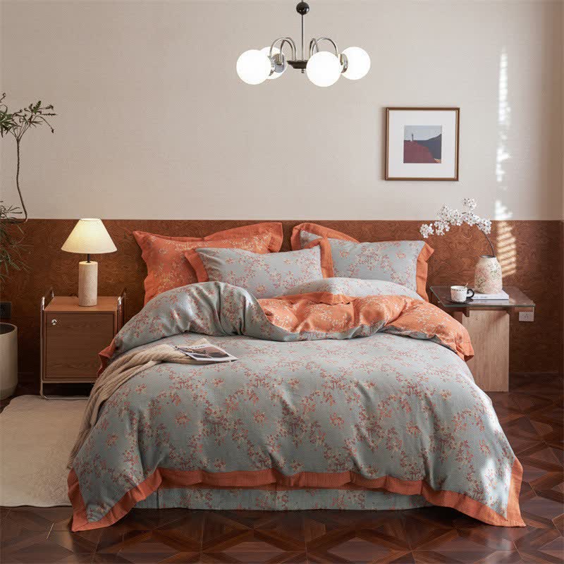 Ownkoti Floral & Bow Cotton Double Gauze Bedding Set(4PCS) - image 1