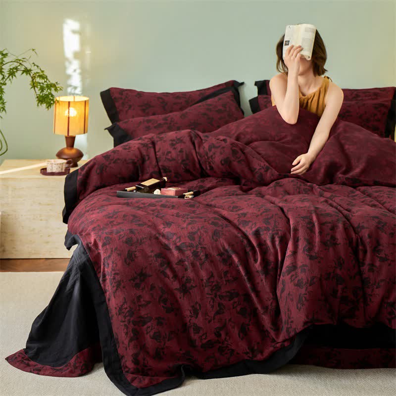 Ownkoti Artistic Floral Cotton Double Gauze Bedding(4PCS) - image 15