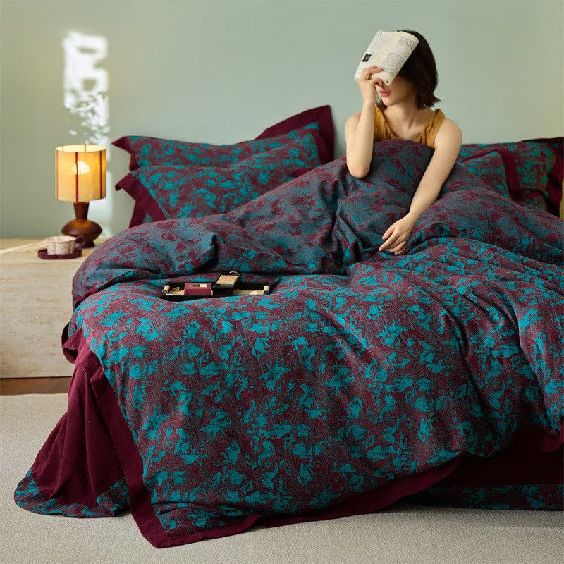 Ownkoti Artistic Floral Cotton Double Gauze Bedding(4PCS) - image 5