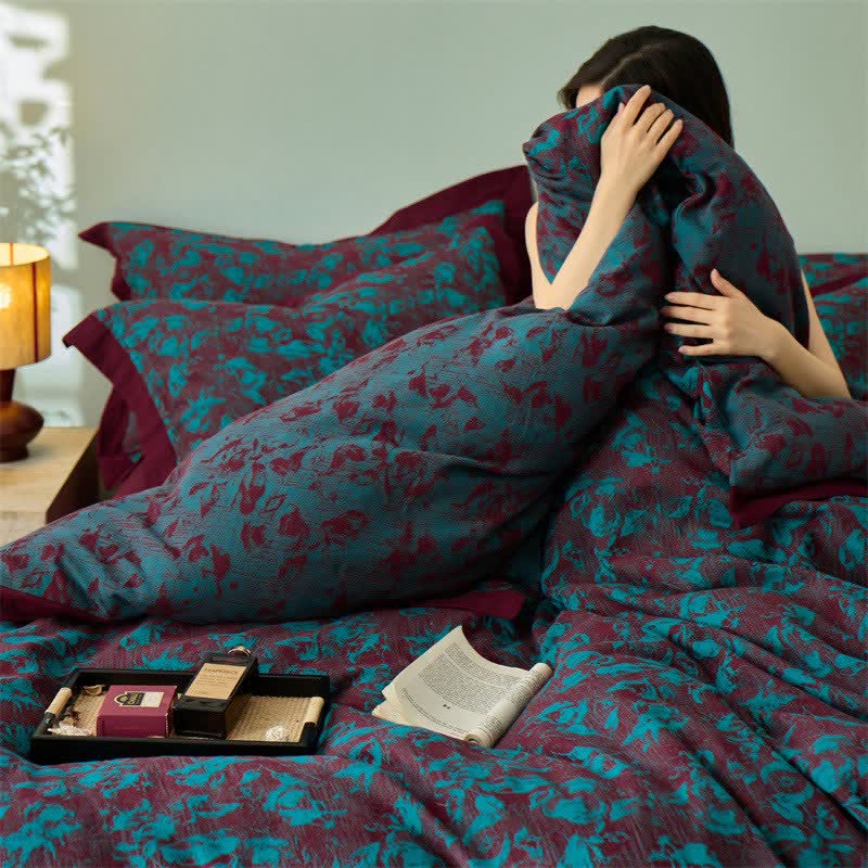 Ownkoti Artistic Floral Cotton Double Gauze Bedding(4PCS) - image 6