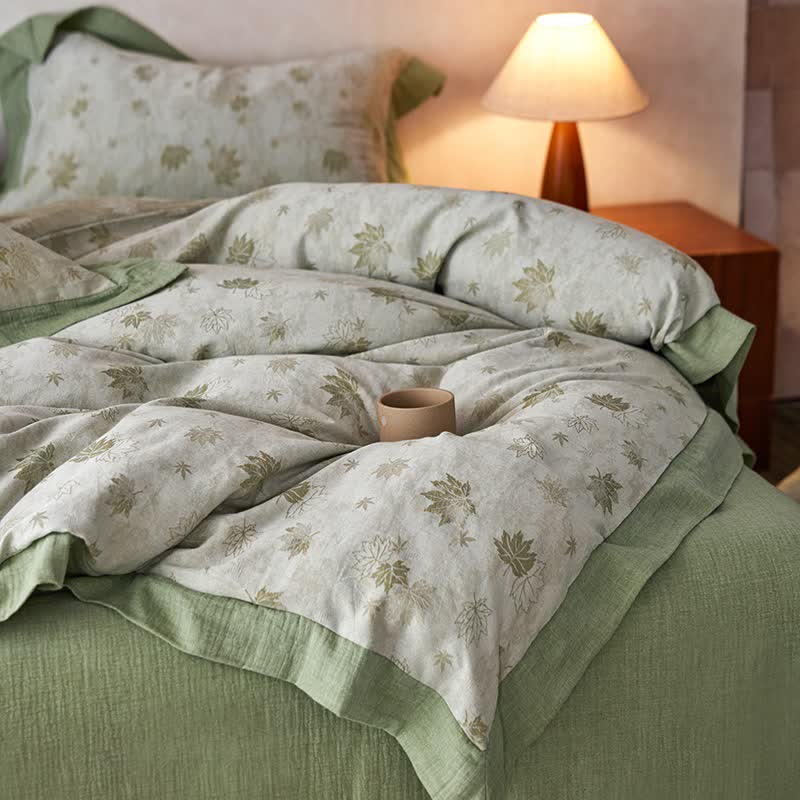 Ownkoti Refresh Leaf Cotton Double Gauze Bedding Set(4PCS) - image 6