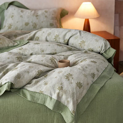 Ownkoti Refresh Leaf Cotton Double Gauze Bedding Set(4PCS) - image 6