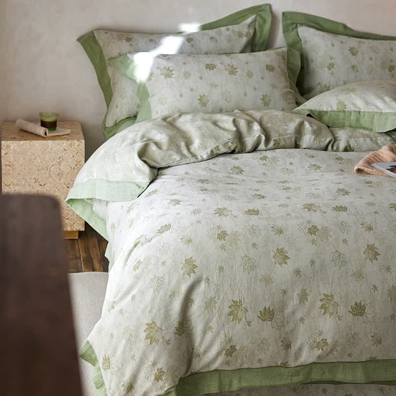 Ownkoti Refresh Leaf Cotton Double Gauze Bedding Set(4PCS) - image 5