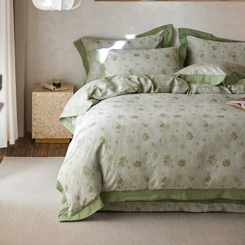 Ownkoti Refresh Leaf Cotton Double Gauze Bedding Set(4PCS) - image 2