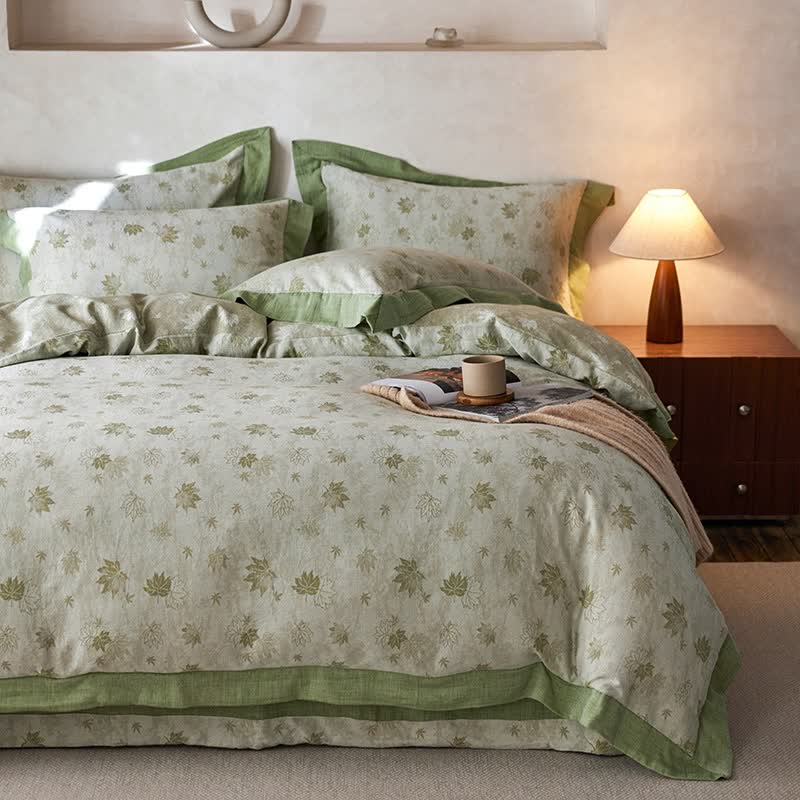 Ownkoti Refresh Leaf Cotton Double Gauze Bedding Set(4PCS) - King - image 0