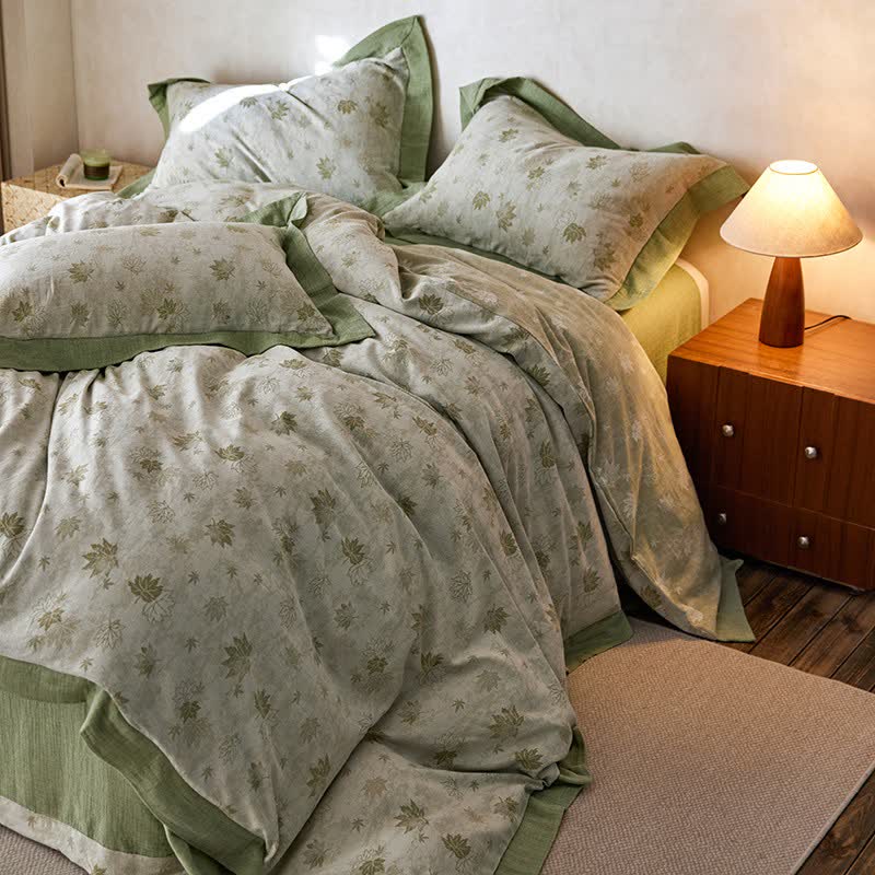 Ownkoti Refresh Leaf Cotton Double Gauze Bedding Set(4PCS) - image 10