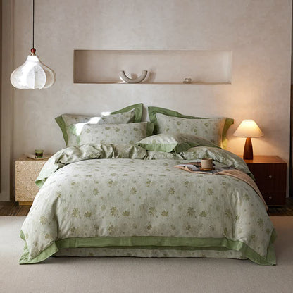 Ownkoti Refresh Leaf Cotton Double Gauze Bedding Set(4PCS) - image 1