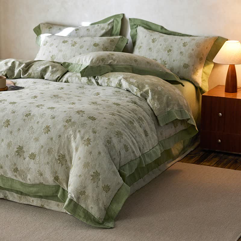 Ownkoti Refresh Leaf Cotton Double Gauze Bedding Set(4PCS) - image 3