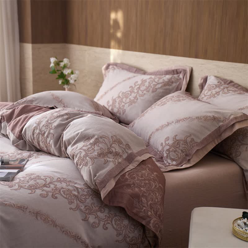 Ownkoti Vintage Pink Cotton Double Gauze Bedding(4PCS) - image 5