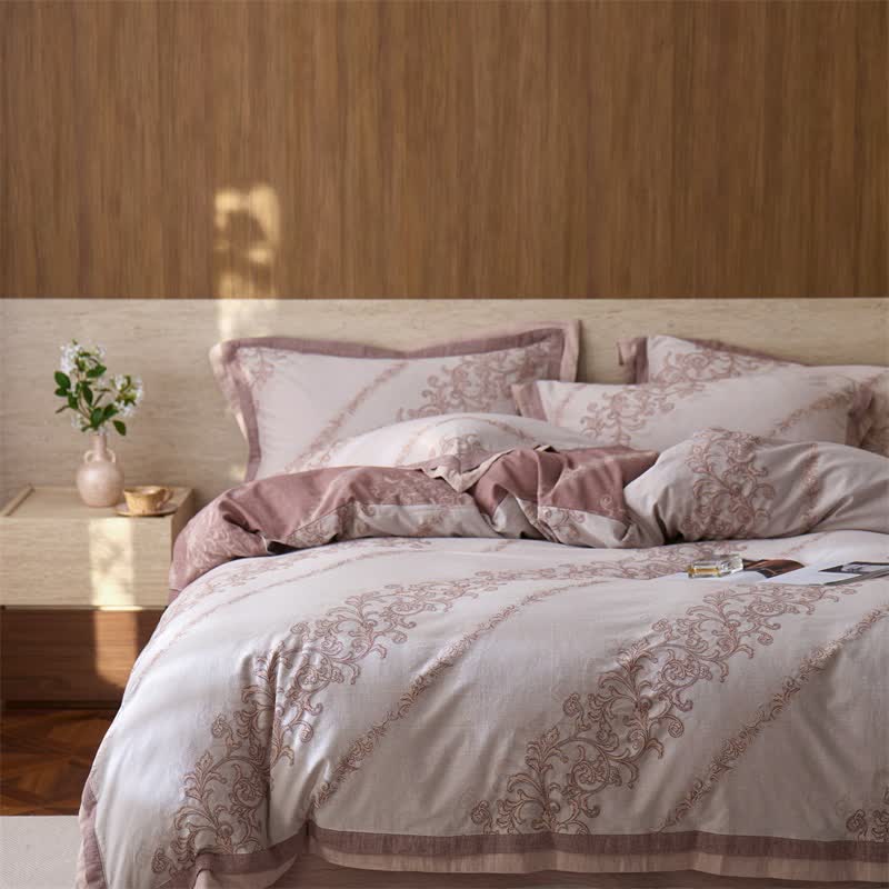 Ownkoti Vintage Pink Cotton Double Gauze Bedding(4PCS) - image 2