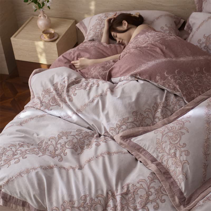 Ownkoti Vintage Pink Cotton Double Gauze Bedding(4PCS) - image 6