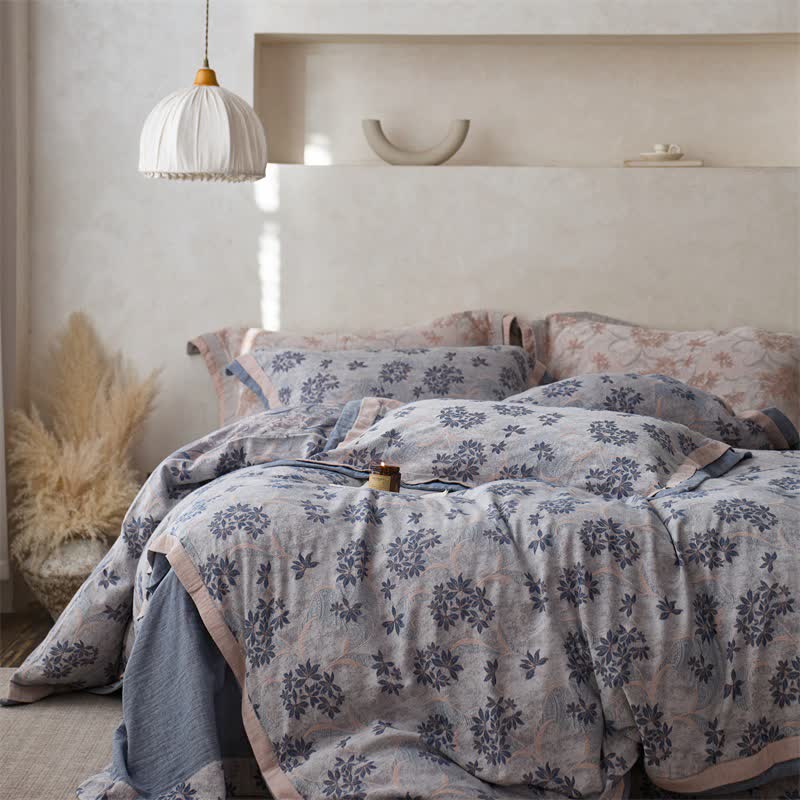 Ownkoti Elegant Floral Cotton Double Gauze Bedding(4PCS) - image 4