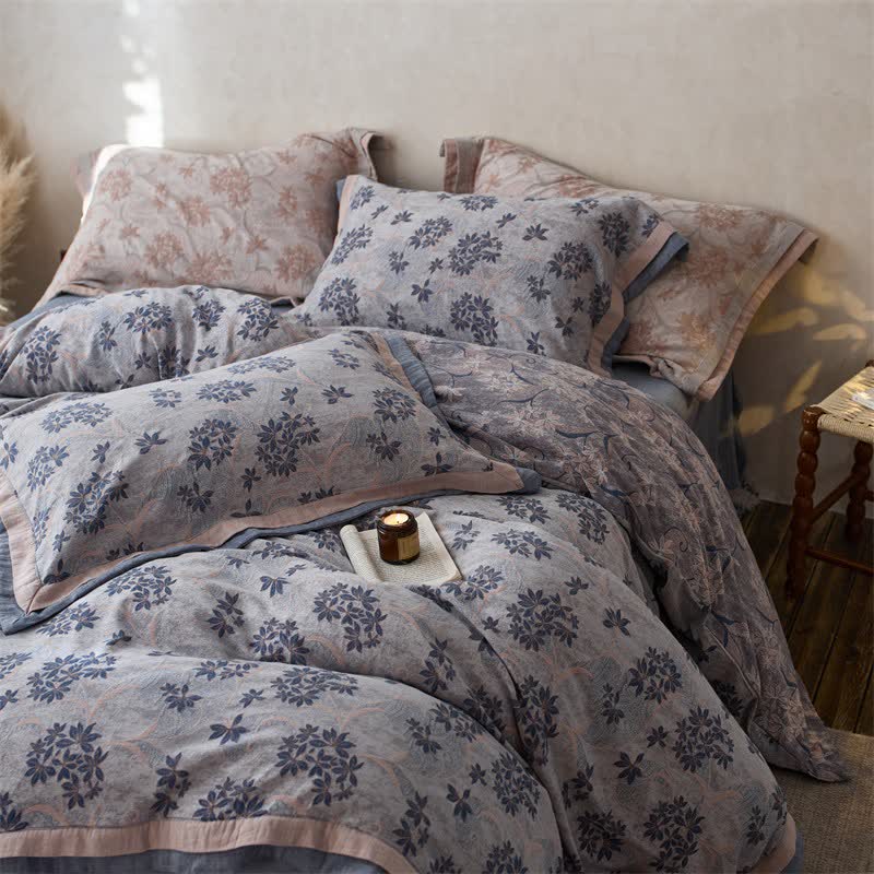 Ownkoti Elegant Floral Cotton Double Gauze Bedding(4PCS) - image 2