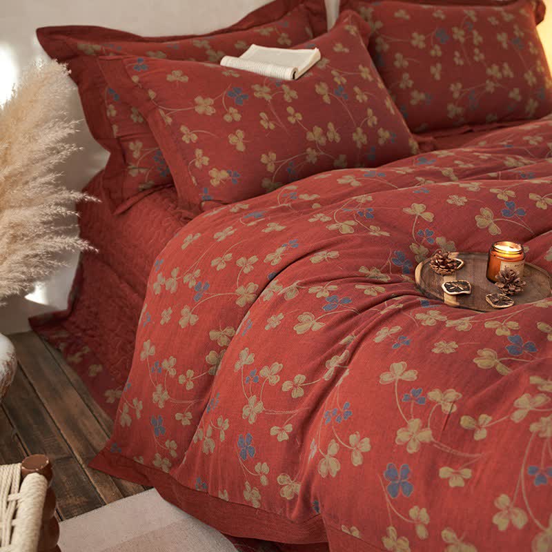 Ownkoti Country Style Floral Cotton Double Gauze Bedding(4PCS) - image 5