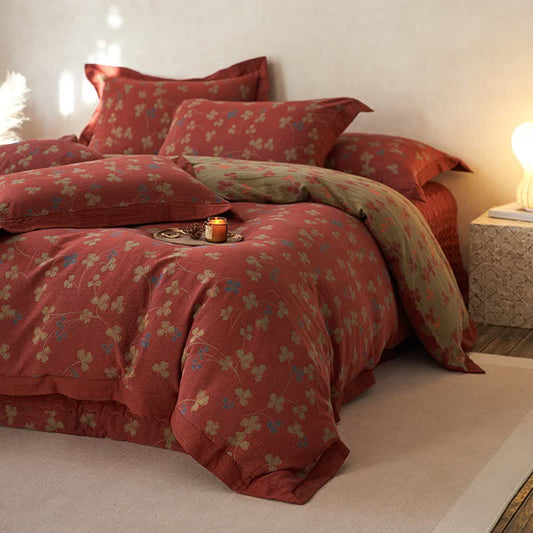 Ownkoti Country Style Floral Cotton Double Gauze Bedding(4PCS) - 4PCS Bedding Set(Flat Sheet Style) - King - image 0