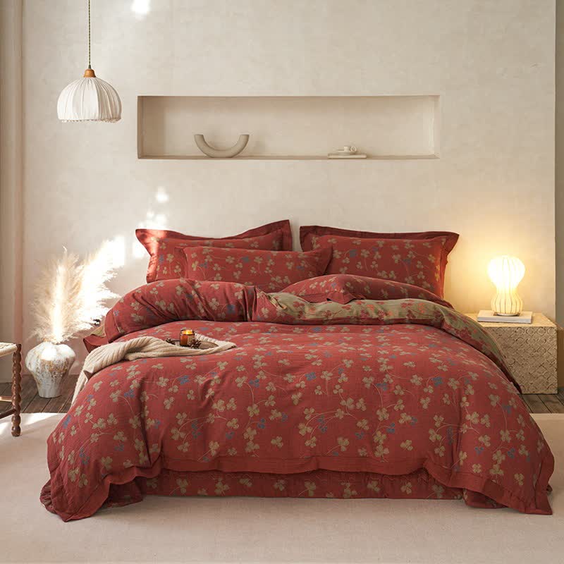 Ownkoti Country Style Floral Cotton Double Gauze Bedding(4PCS) - image 1