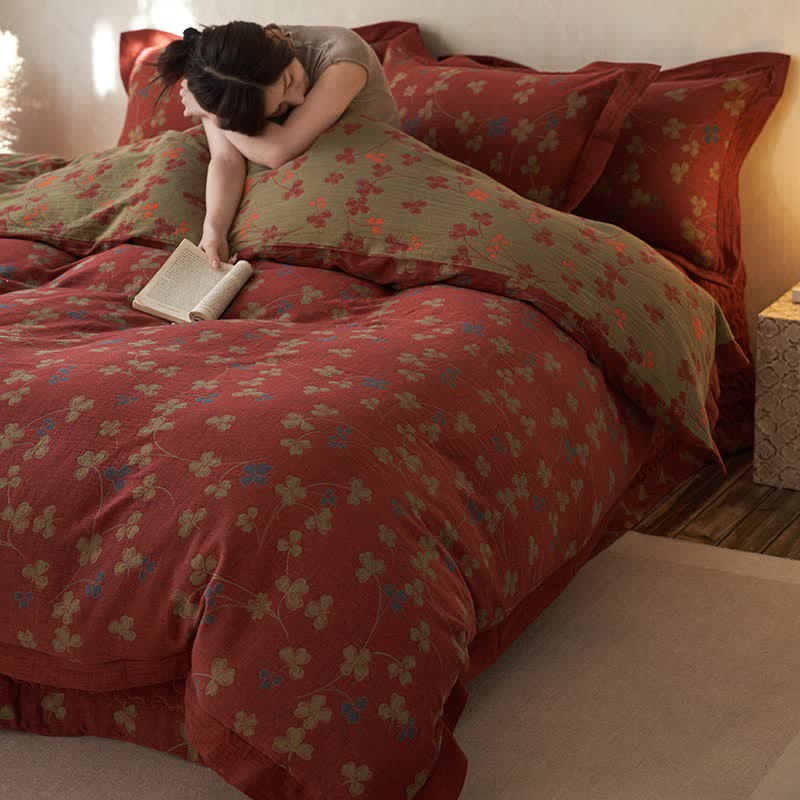 Ownkoti Country Style Floral Cotton Double Gauze Bedding(4PCS) - image 7