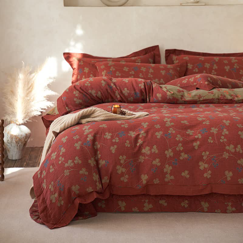 Ownkoti Country Style Floral Cotton Double Gauze Bedding(4PCS) - image 2