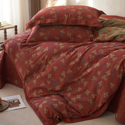 Ownkoti Country Style Floral Cotton Double Gauze Bedding(4PCS) - image 8