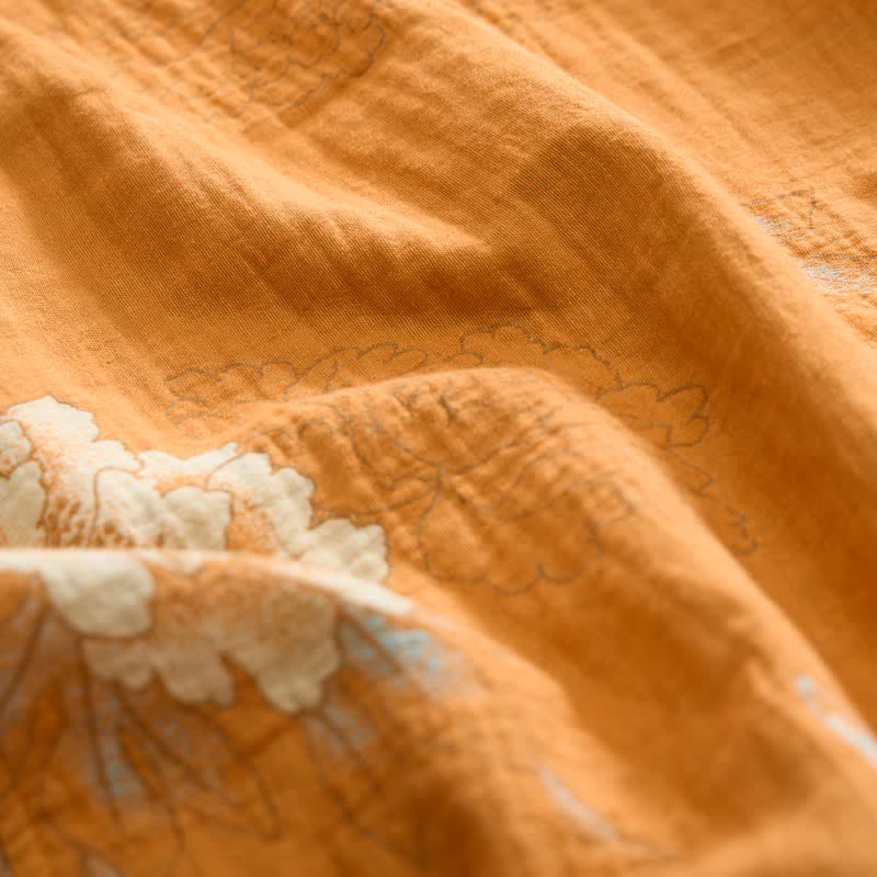 Ownkoti Yellow Peony Cotton Gauze Kimono Robe - image 10
