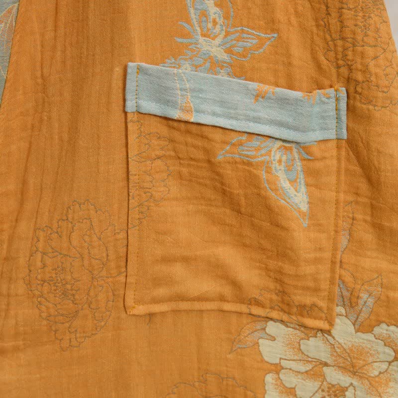 Ownkoti Yellow Peony Cotton Gauze Kimono Robe - image 9