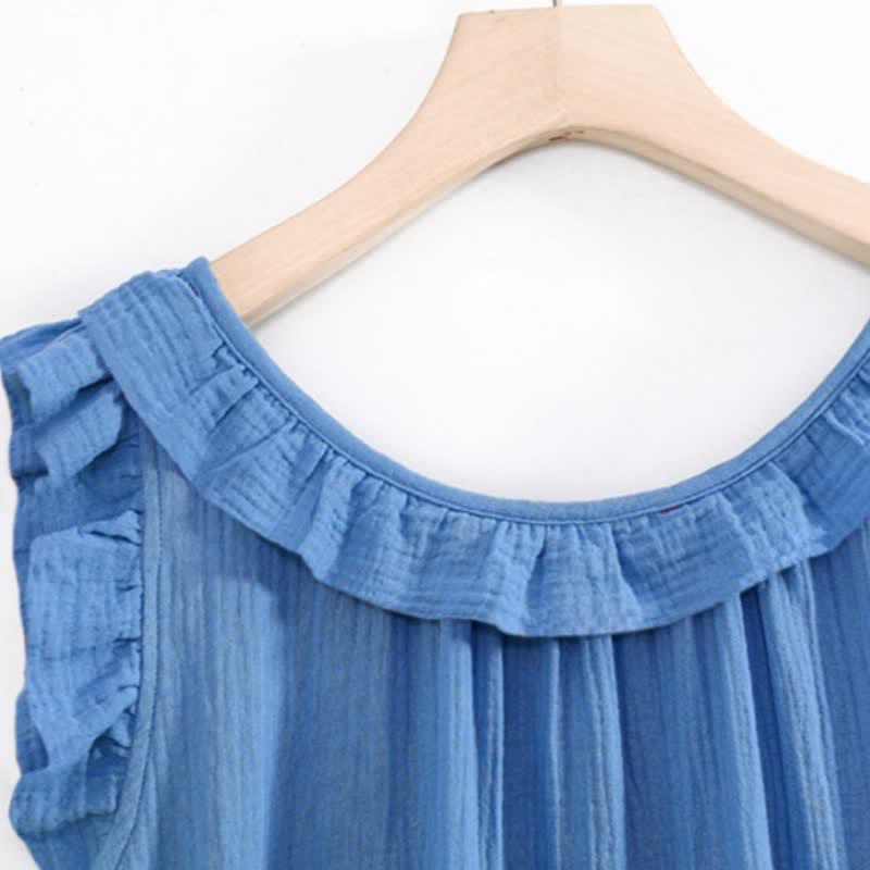Ownkoti Plus Size Minimalist Cotton Ruffle Sleeveless Nightgown - image 9