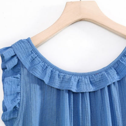 Ownkoti Plus Size Minimalist Cotton Ruffle Sleeveless Nightgown - image 9
